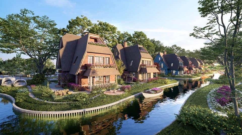 Biệt thự song lập tại khu vực làng Hà Lan Ecopark.